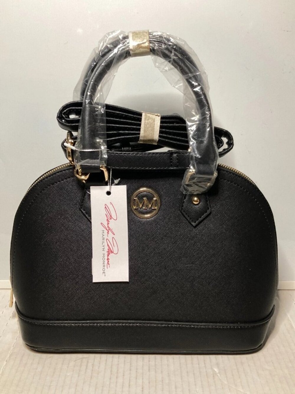 Marilyn Monroe Black Dome Handbag Purse, 2-Handles, Crossbody With Dust bag
